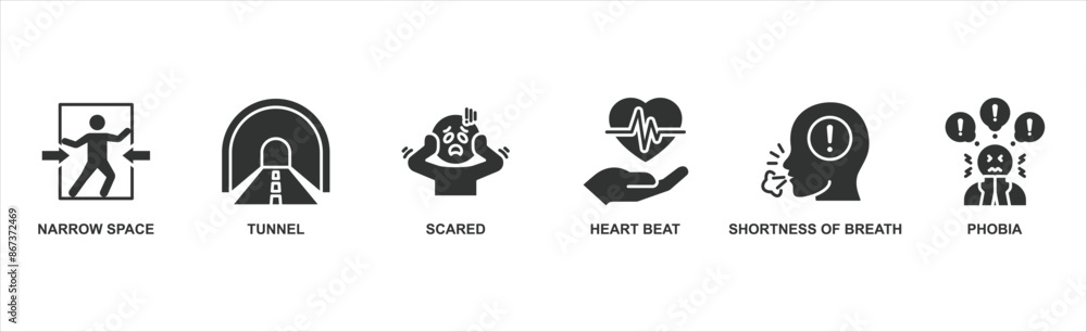 Claustrophobia banner web icon vector illustration concept with icon Claustrophobia banner web icon vector illustration concept with icon