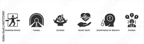 Claustrophobia banner web icon vector illustration concept with icon