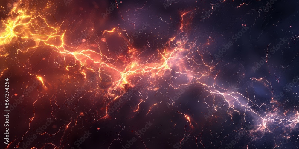 A vivid lightning storm in space, showcasing bright, energetic lightning with a cosmic, galactic background. A vivid lightning storm in space, showcasing bright, energetic lightning with a cosmic, galactic background.