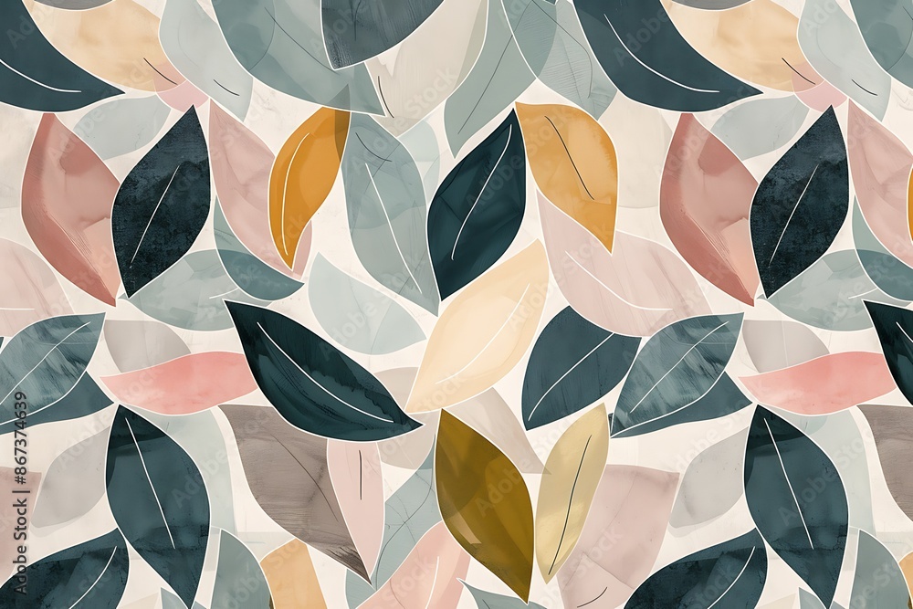 A pattern of abstract, interlocking shapes in a muted color palette A pattern of abstract, interlocking shapes in a muted color palette