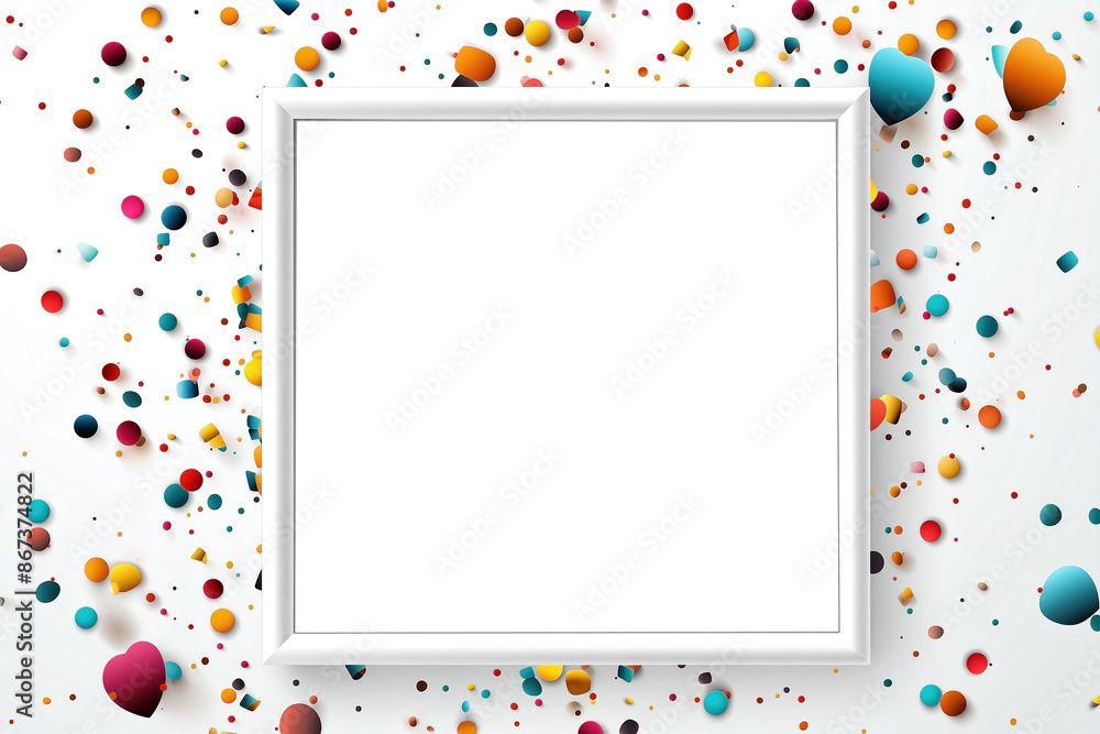 Illustration of Colorful Party Frame And Confetti On White Background. Illustration of Colorful Party Frame And Confetti On White Background.