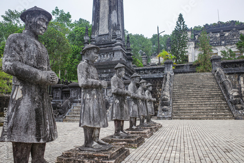 Hue, Vietnam - 6 Feb, 2024: Guardian figures at the Mausoleum of Emperor Khai Dinh, in Hue, Vietnam photo