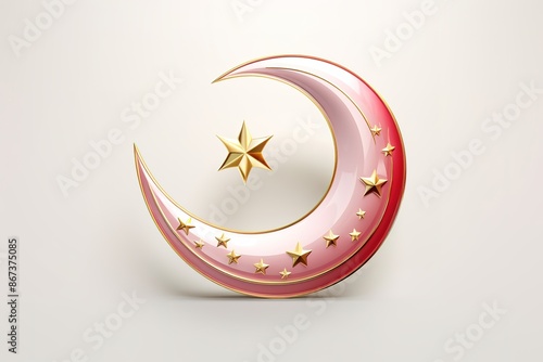 Crescent Moon Eid Ramadan Kareem icon Jellybeans Yummy sweets Colorful jelly, 3d illustration photo