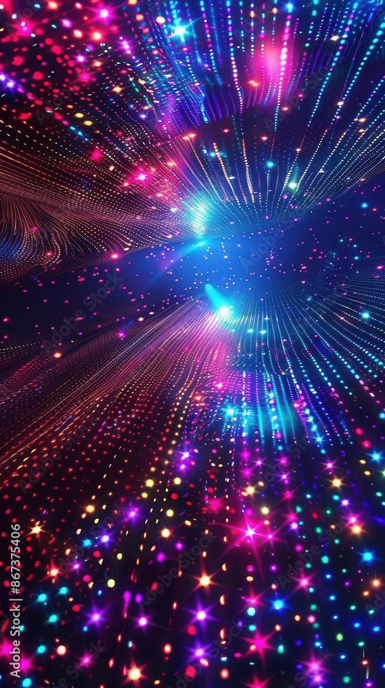 Fototapeta premium Glowing Disco Party. Abstract colorful disco theme concept