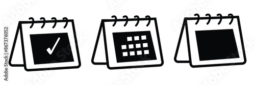 Calendar, Event, Schedule, Appointment, Agenda, Table calendar, Date Editable stroke Solid line icon set collection Vector illustration.