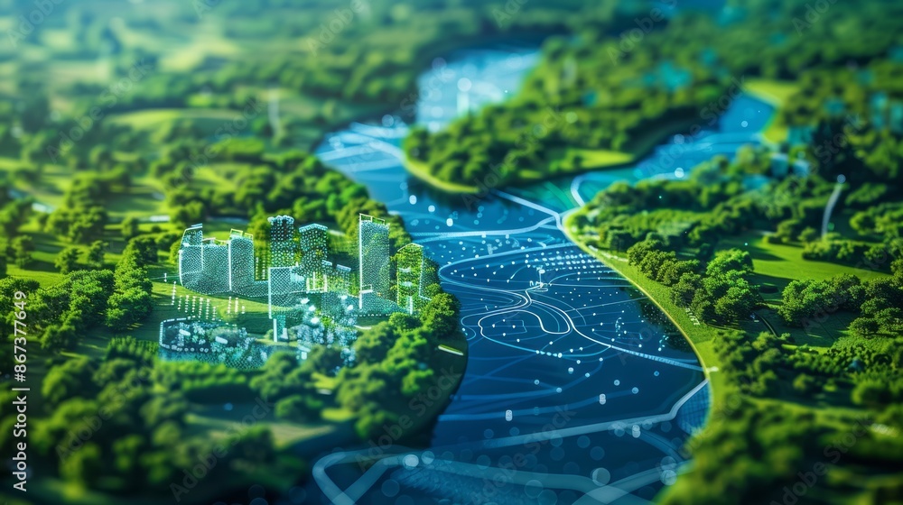 Fototapeta premium World Rivers Day high tech data concept 