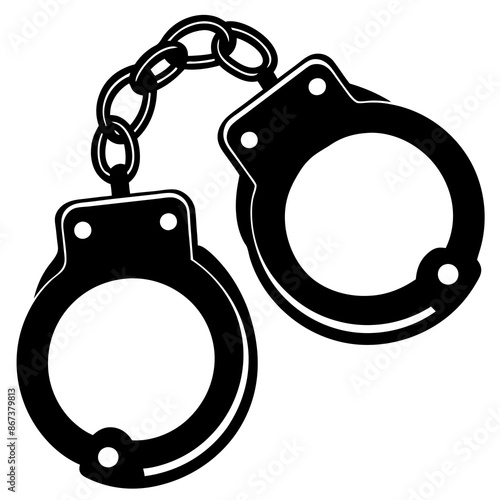 Handcuffs black silhouette vector  illustration 