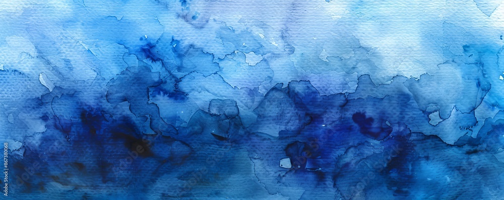 Abstract blue watercolor background with flowing paint mixing with white canvas texture in colorful shades of blue for design Abstract blue watercolor background with flowing paint mixing with white canvas texture in colorful shades of blue for design