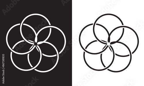 Fotografia Simple overlapping circles vector drawing, version with three to seven objects, also interlocked rounds style