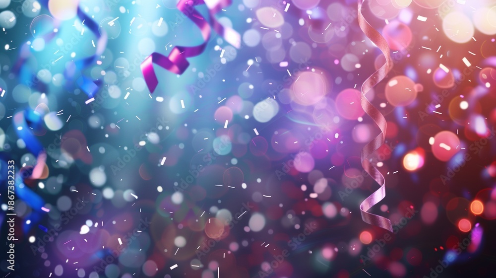 Bright and Festive Celebration with Colorful Confetti and Ribbons Bright and Festive Celebration with Colorful Confetti and Ribbons