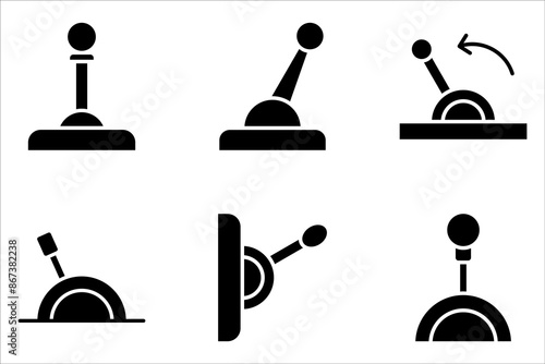 Lever icon set, sign and symbols in thin linear outline style on white background