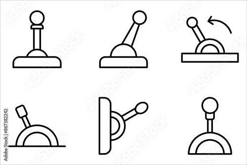 Lever icon set, sign and symbols in thin linear outline style on white background