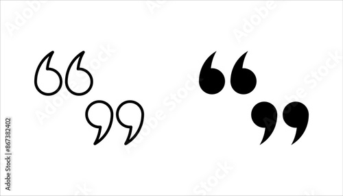 Quote icon set. Quotation mark sign and symbol on white background