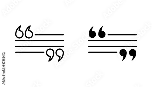 Quote icon set. Quotation mark sign and symbol on white background