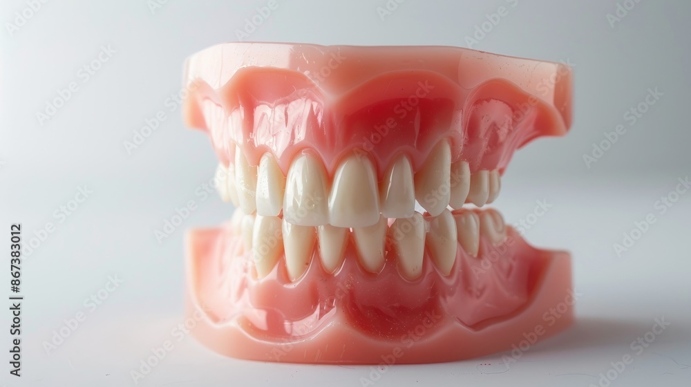 Obraz premium Plastic human teeth models on a white background