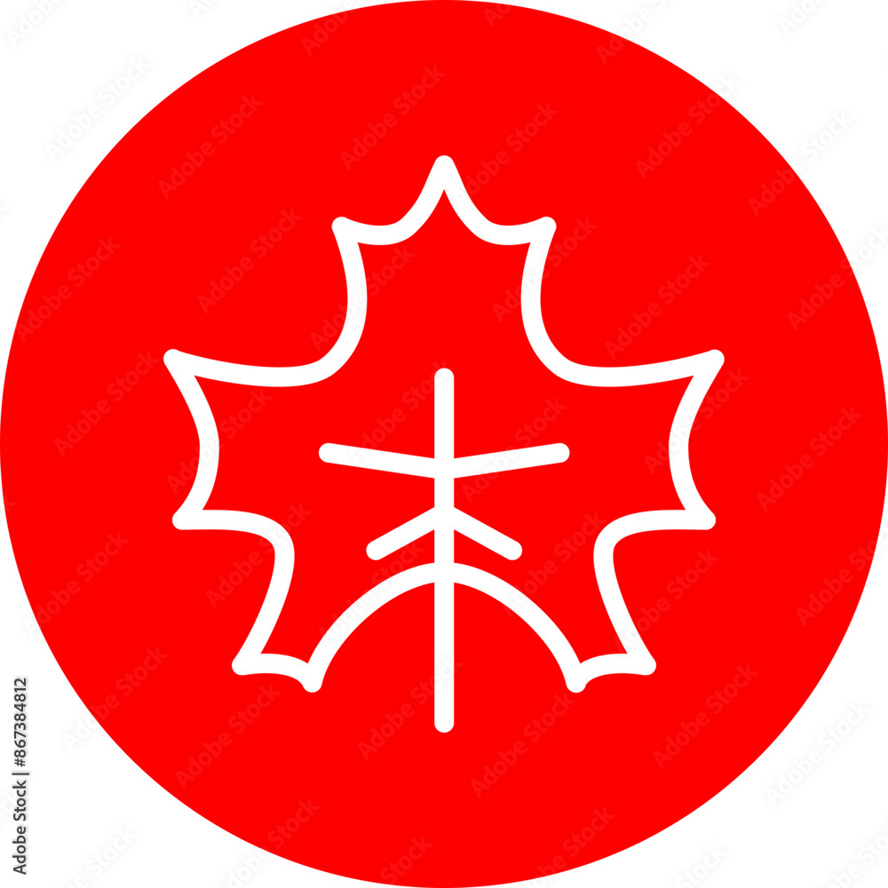 maple leaf Vector Line White Circle Red maple leaf Vector Line White Circle Red