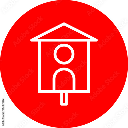 bird house Vector Line White Circle Red
