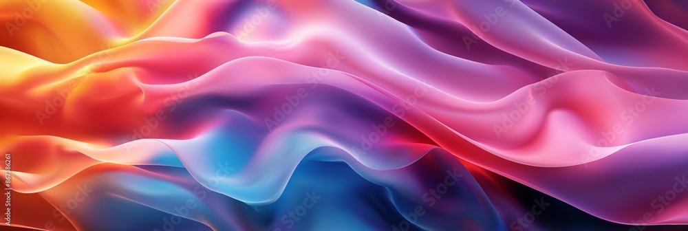 Fototapeta premium A flowing, delicate fabric with a gradient abstract texture in soft purple hues.