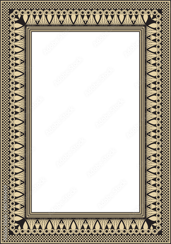 Obraz premium Vector gold and black square Egyptian ornament. Endless Rectangle, Ring of Ancient Egypt. Geometric African frame