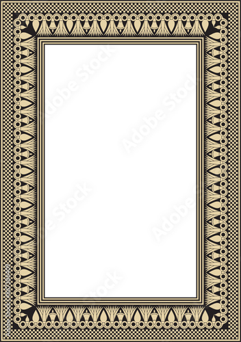 Vector gold and black square Egyptian ornament. Endless Rectangle, Ring of Ancient Egypt. Geometric African frame