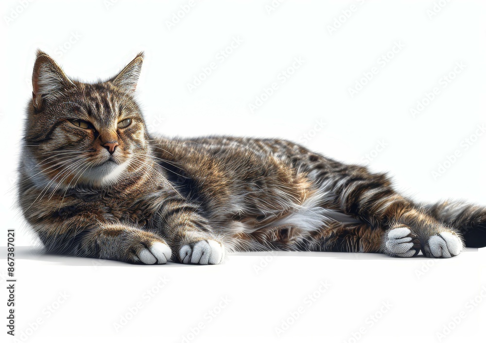 Fototapeta premium Cat Resting on a White Surface