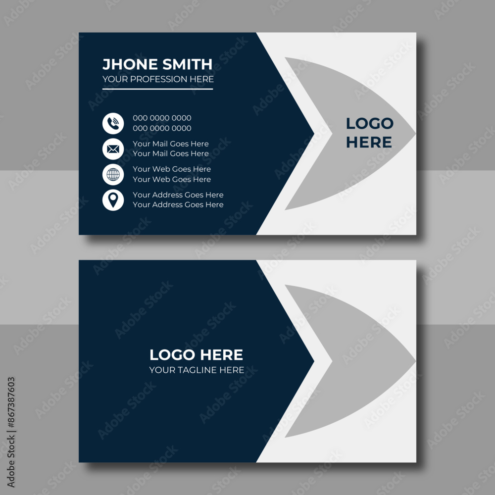 Business card template. Double sided business card design for business and personal use. Vector illustration, print ready Business card template. Double sided business card design for business and personal use. Vector illustration, print ready