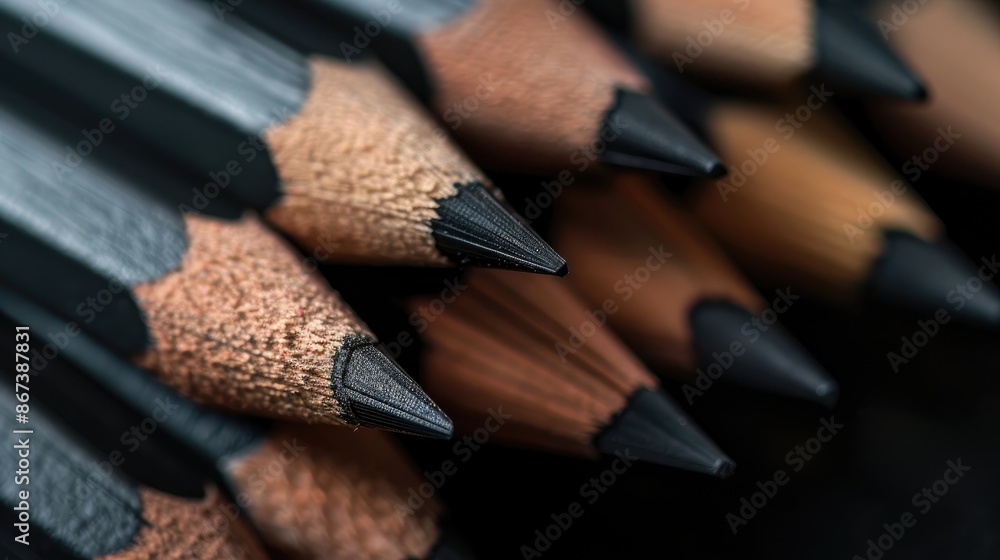 Close up Background of Black Pencils with Text Space Close up Background of Black Pencils with Text Space