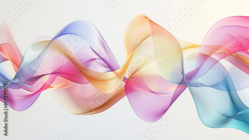 Abstract colorful shapes in the form of wavy ribbons on a light background