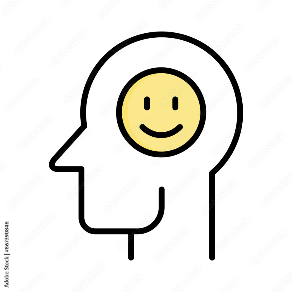 Happiness icon. Smile icon. Person head icon Happiness icon. Smile icon. Person head icon
