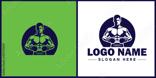 Boxing club icon Boxing gym Boxing dojo Boxing academy flat logo sign symbol editable vector