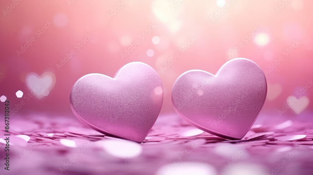 happy valentines day. Pink Heart shapes on abstract light glitter background in love concept for valentines day with sweet and romantic moment, generative ai happy valentines day. Pink Heart shapes on abstract light glitter background in love concept for valentines day with sweet and romantic moment, generative ai