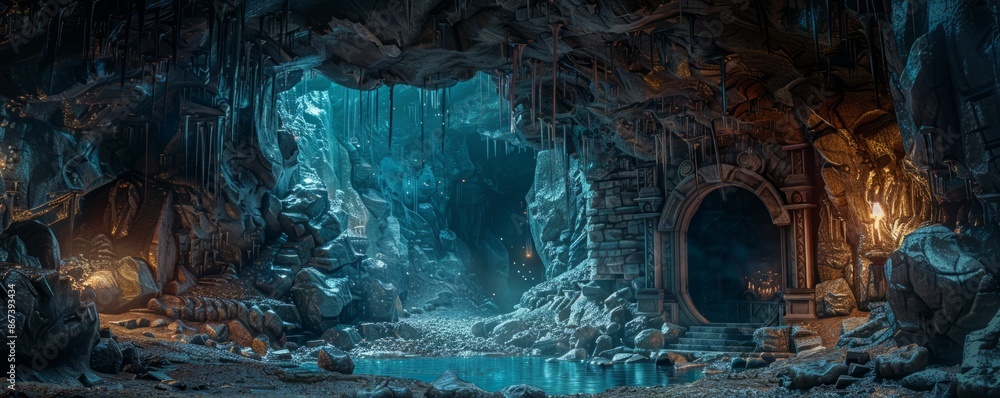 A mysterious cave with treasures. A mysterious cave with treasures.