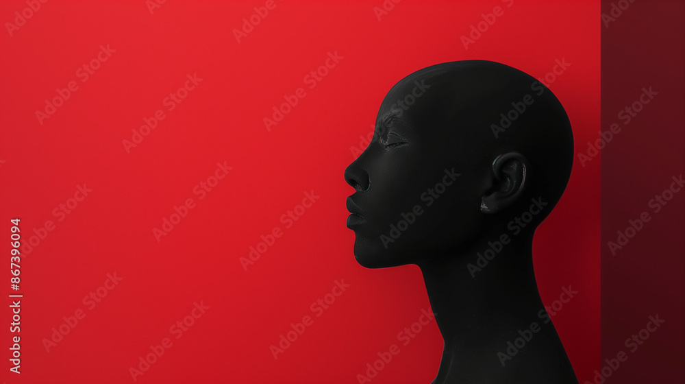 Black lives matter concept with Black woman on red background copy space for text Black lives matter concept with Black woman on red background copy space for text