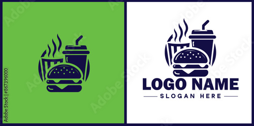 Fast food icon Quick-service food Junk food Takeout flat logo sign symbol editable vector