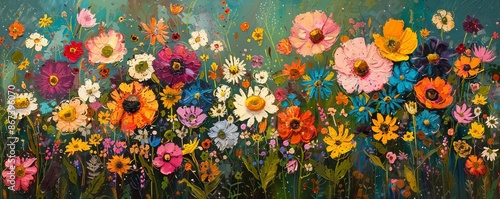Wallpaper Mural A serene meadow filled with wildflowers, their colors blending into a vibrant patchwork. Torontodigital.ca