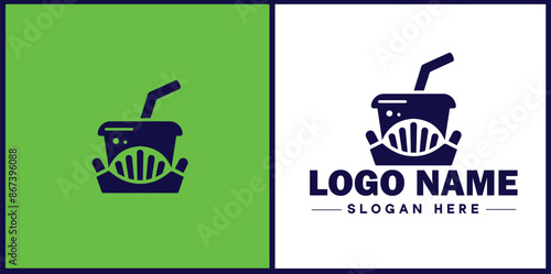 Fast food icon Quick-service food Junk food Takeout flat logo sign symbol editable vector