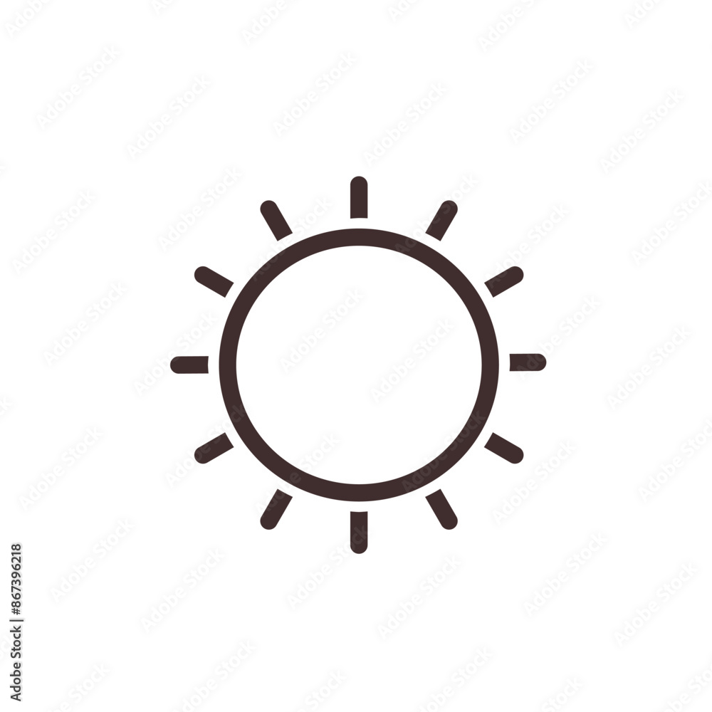 Sun with short rays line icon. Simple pictogram isolated on white background. For app brightness symbol, weather forecast sign, business logo template, web design. Vector illustration in graphic style Sun with short rays line icon. Simple pictogram isolated on white background. For app brightness symbol, weather forecast sign, business logo template, web design. Vector illustration in graphic style