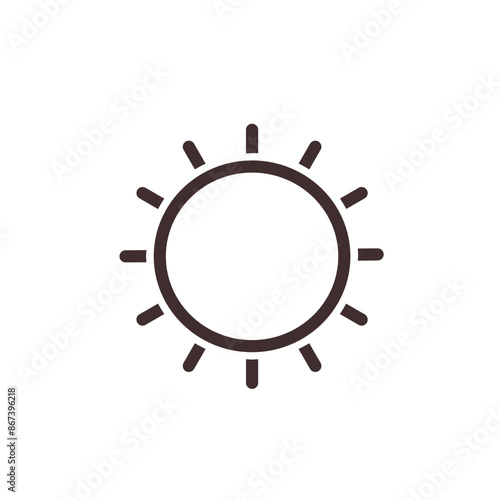 Sun with short rays line icon. Simple pictogram isolated on white background. For app brightness symbol, weather forecast sign, business logo template, web design. Vector illustration in graphic style