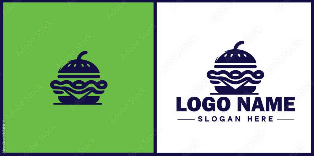 Fototapeta premium Fast food icon Quick-service food Junk food Takeout flat logo sign symbol editable vector