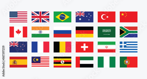 Giant Flag Collection. Set of World Country National Flag. 
