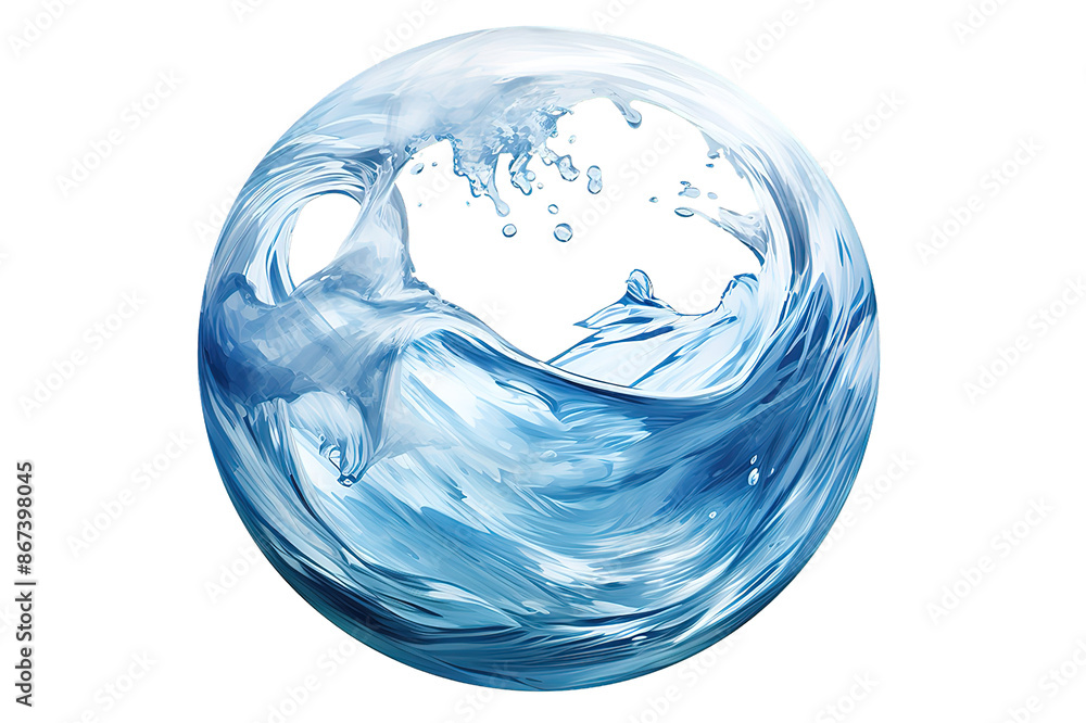 Water simulation liquid splash in sphere isolated on transparent background, 3d illustration. Water simulation liquid splash in sphere isolated on transparent background, 3d illustration.