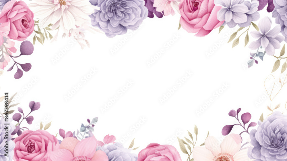 Seamless floral border or frame with elegant flowers on white background for wedding invitation, poster, greeting cards, headers, banner with place for text. Seamless repeat pattern., generative ai Seamless floral border or frame with elegant flowers on white background for wedding invitation, poster, greeting cards, headers, banner with place for text. Seamless repeat pattern., generative ai