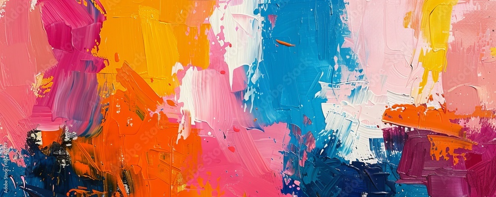 Obraz premium An abstract expressionist painting with bold colors and energetic brushstrokes.