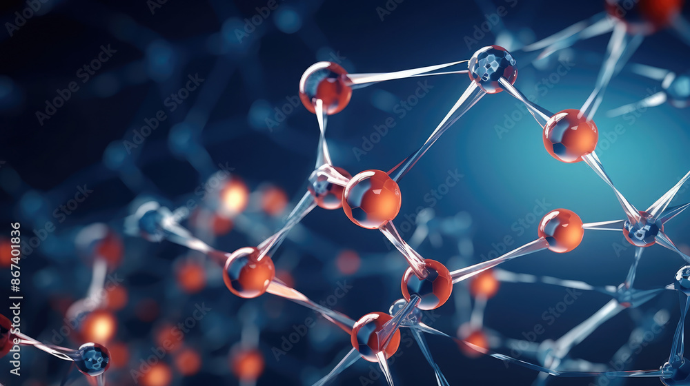 Science Molecule DNA Model Structure, Atoms background. Medical background . Molecular structure at the atomic level, generative ai Science Molecule DNA Model Structure, Atoms background. Medical background . Molecular structure at the atomic level, generative ai