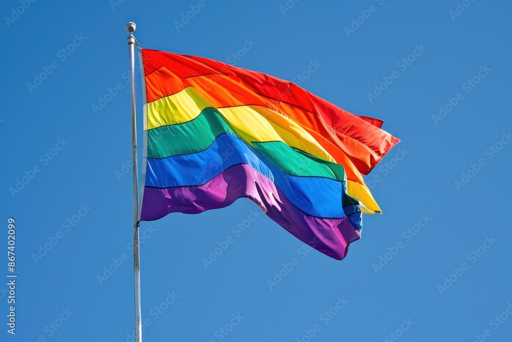 Waving Rainbow Flag Under Bright Sun: Symbol of Love, Diversity, and Equality Generative ai Waving Rainbow Flag Under Bright Sun: Symbol of Love, Diversity, and Equality Generative ai