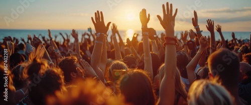 Crowd Raises Hands At Sunset Music Festival