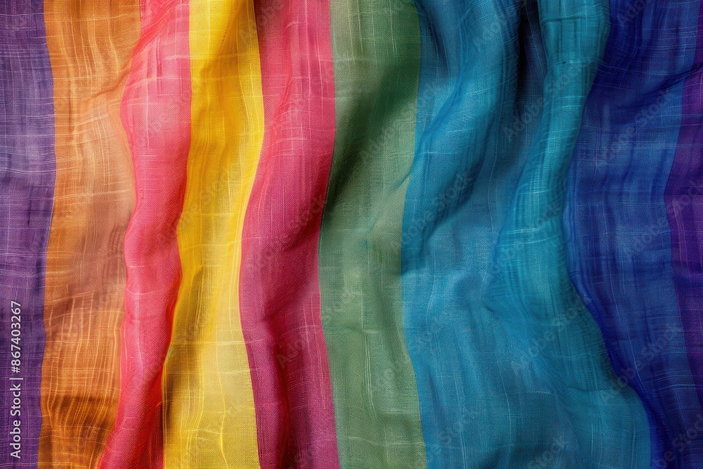 Close-Up View of Vibrant Rainbow Flag, a Beacon of Pride and Diversity in Society Generative ai Close-Up View of Vibrant Rainbow Flag, a Beacon of Pride and Diversity in Society Generative ai