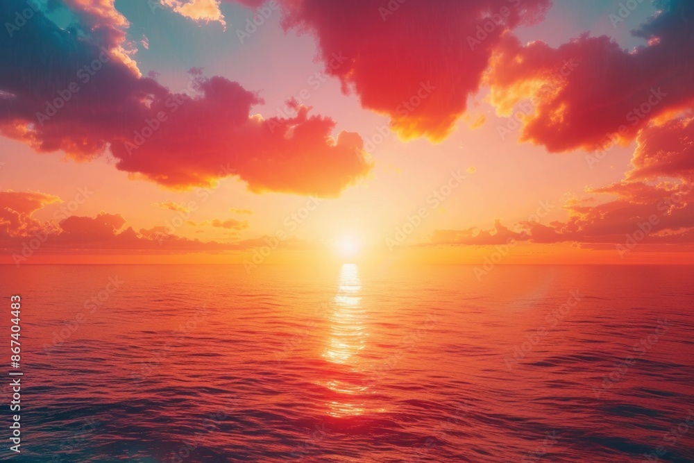 Beautiful sunset on the beach with warm light and calm water Beautiful sunset on the beach with warm light and calm water