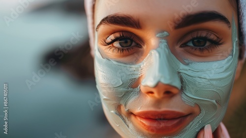 Woman Applying Face Mask in Luxurious Spa Beauty Salon with Relaxing Ambiance