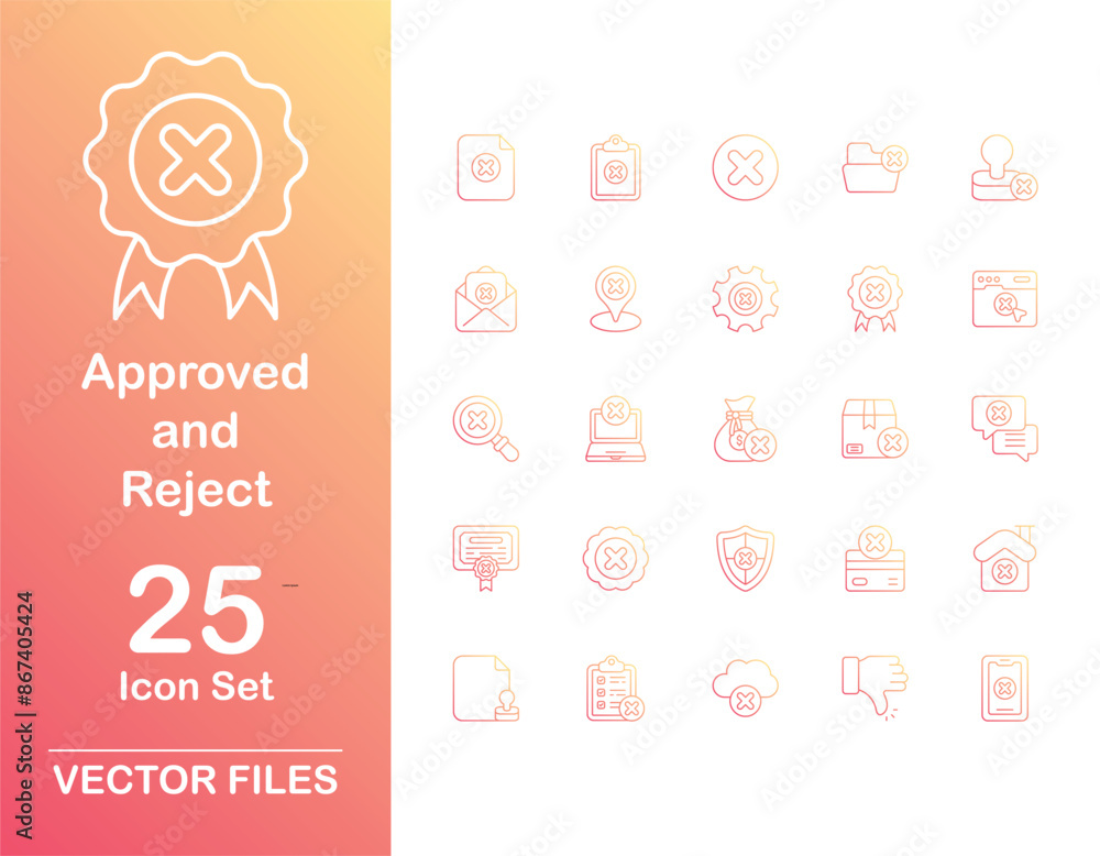 Approved and Reject icons set design with white background stock illustration Approved and Reject icons set design with white background stock illustration